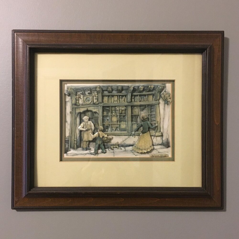 Vintage Anton Pieck Paper Tole 3D Shadowbox Art Professionally Framed Dutch Art